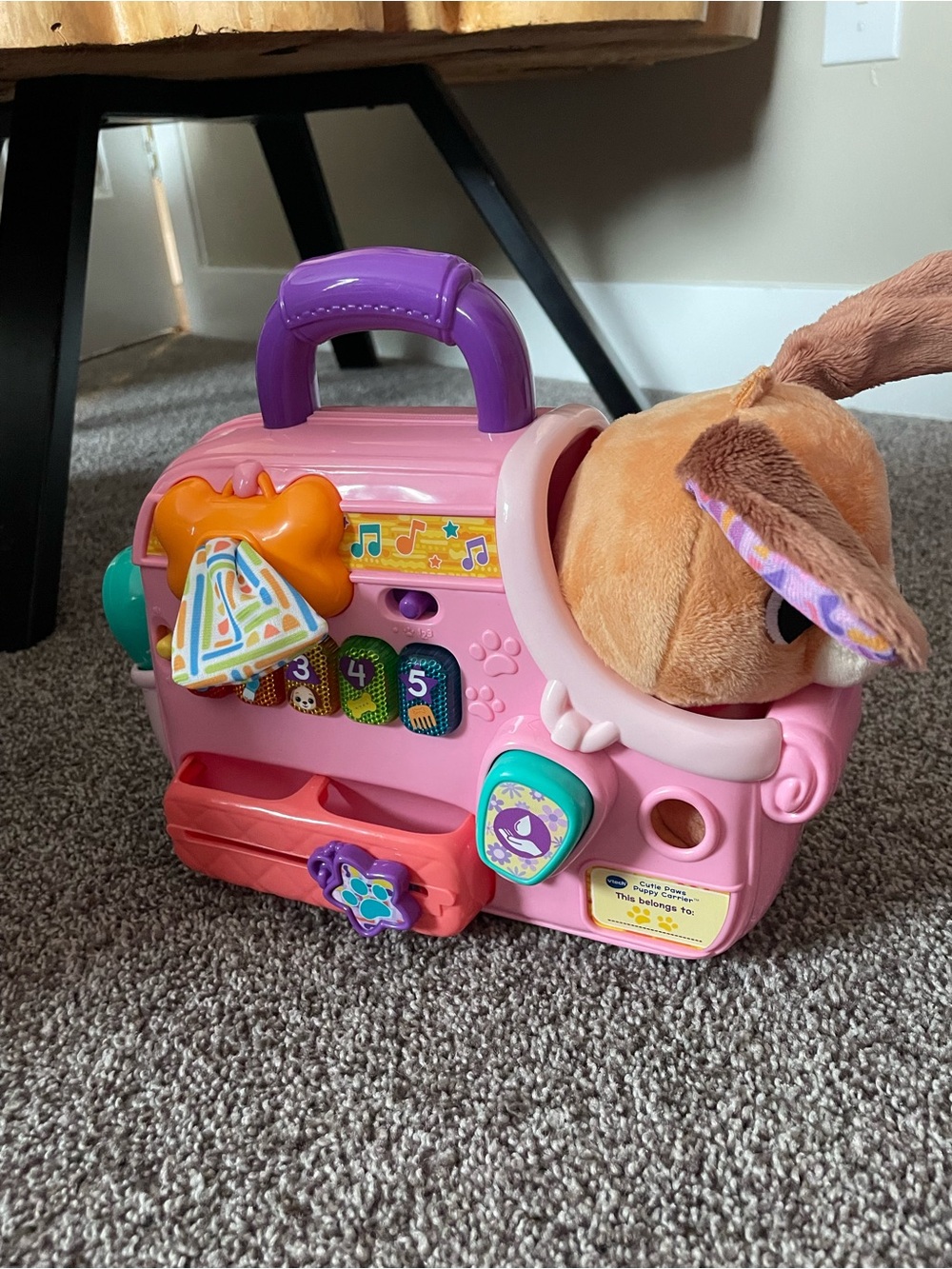 Kids Interactive Pink Puppy Carrier with Purple Handle